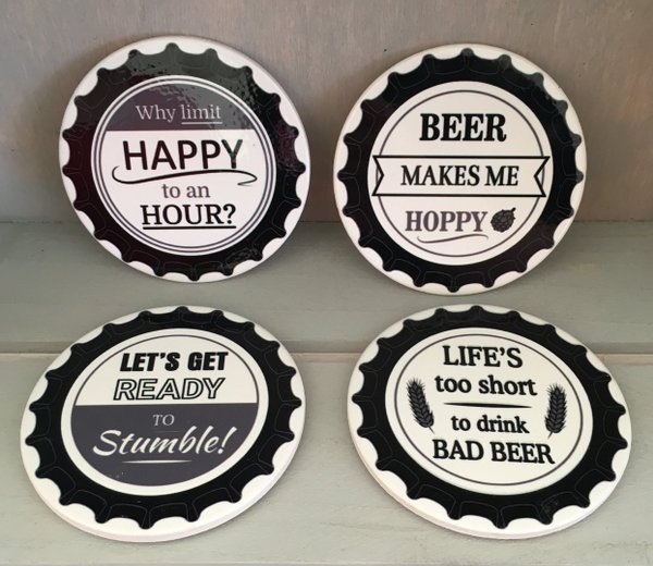 Beer Bottle Cap Ceramic Coaster Set